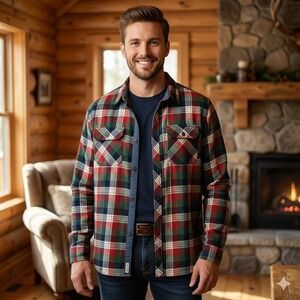 Legendary Whitetails Flannel Shirt Mens XXL Red Green Plaid Work Outdoors Hiking
